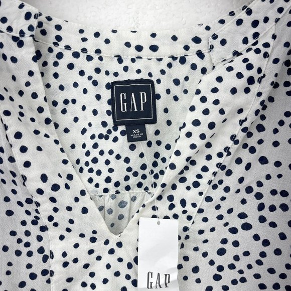 GAP Boyfriend Fit White Black Polka Dot Tunic Long Sleeve NWT SIZE XS - Picture 2 of 3
